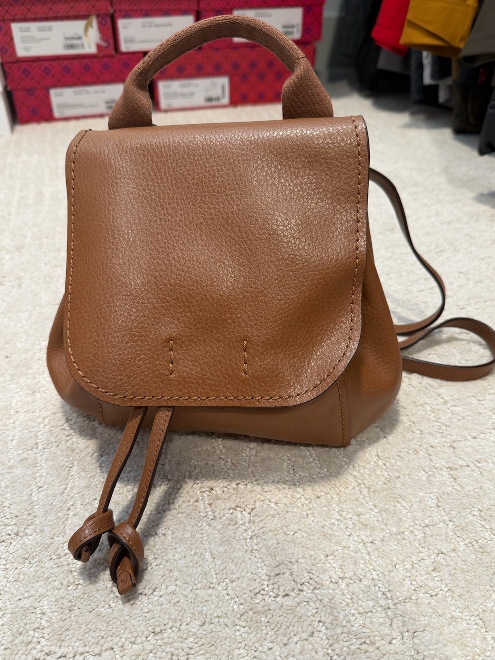 Coach Mini Pebbled Leather Backpack in Brown